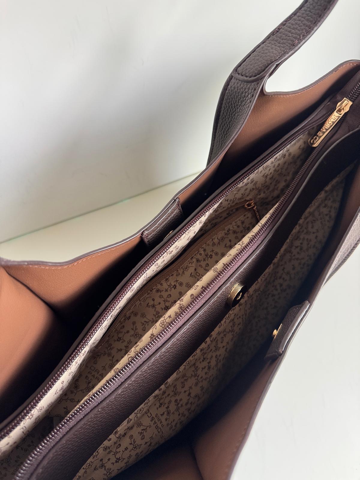 Torebka shopper A4 brązowa Flora&co - obrazek 5