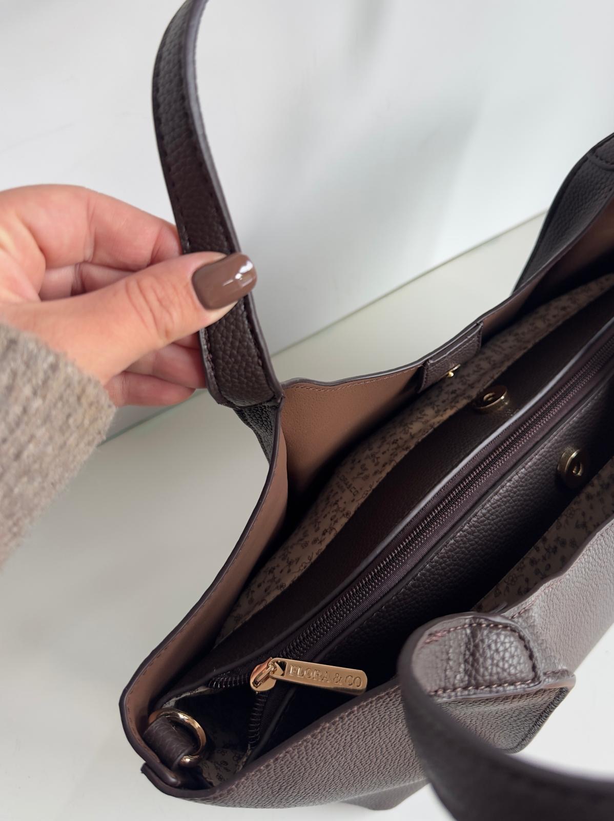 Torebka shopper A4 brązowa Flora&co - obrazek 4