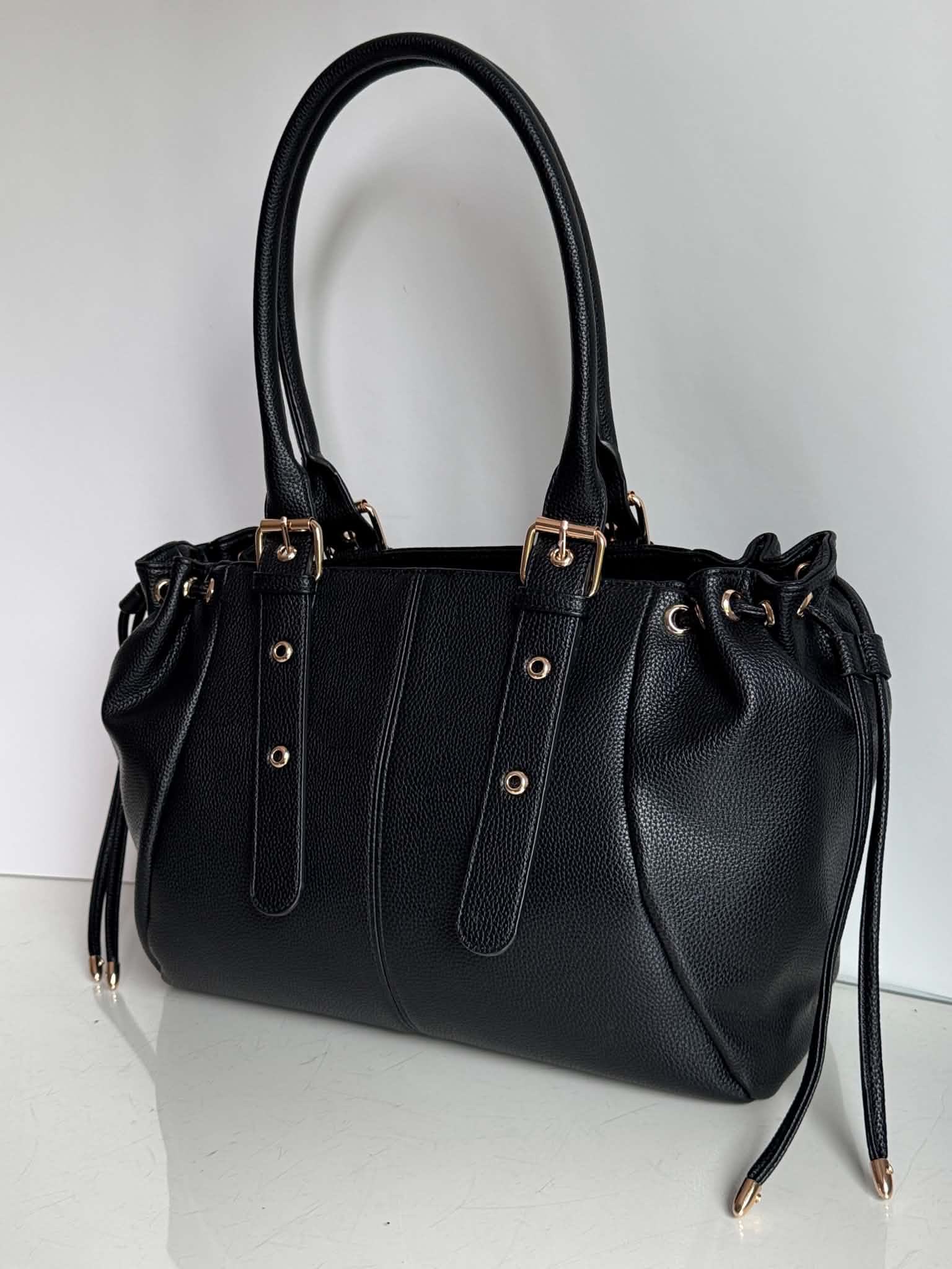 Torebka shopper A4 eco skóra L czarna Gallantry - obrazek 4