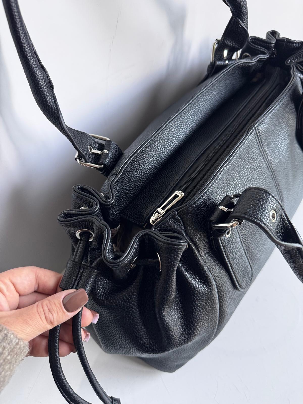 Torebka shopper A4 eco skóra czarna black Flora&co - obrazek 8