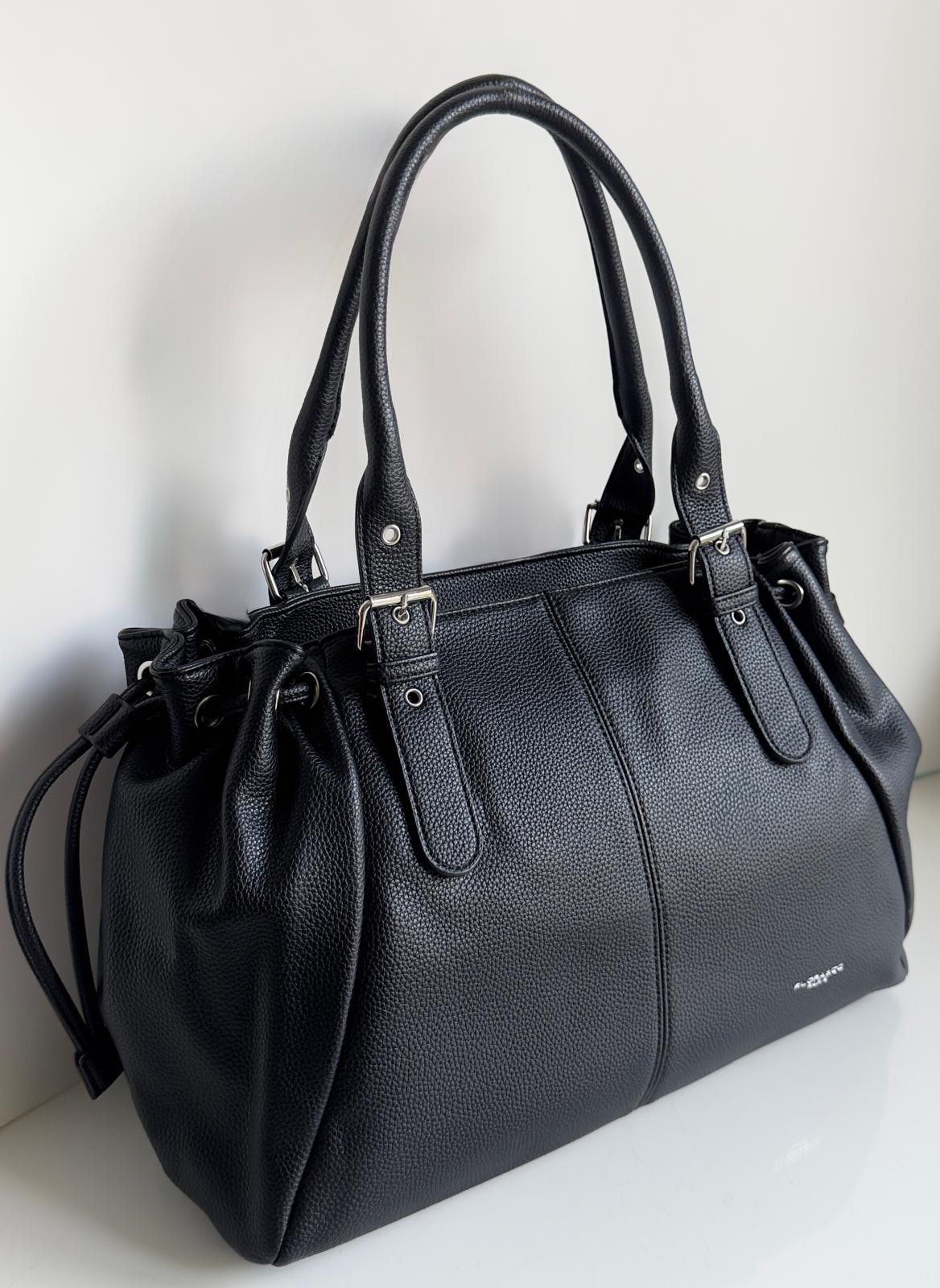 Torebka shopper A4 eco skóra czarna black Flora&co - obrazek 9