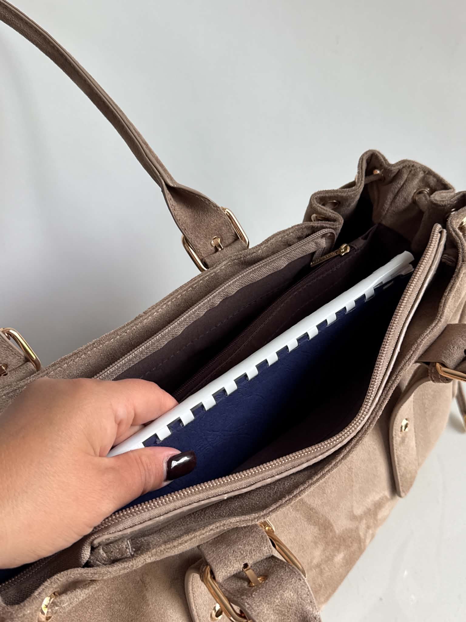 Torebka shopper A4 Gerardinio L beżowa beige Gallantry - obrazek 7