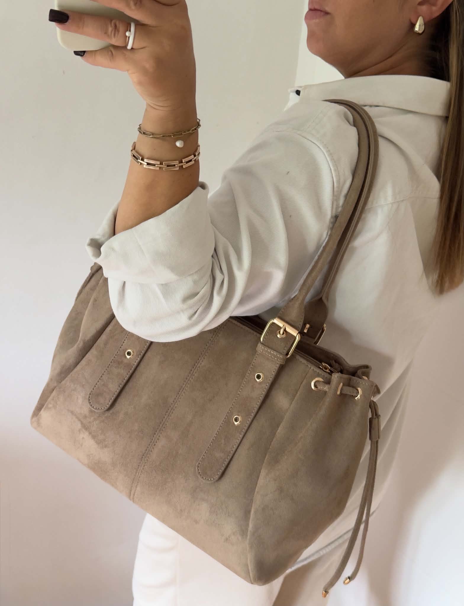 Torebka shopper A4 Gerardinio L beżowa beige Gallantry - obrazek 6