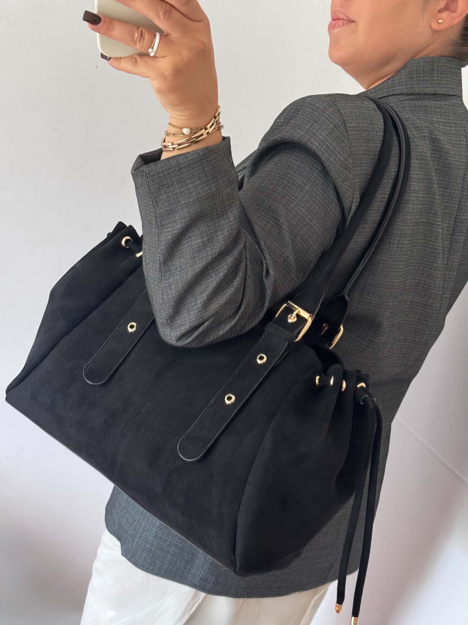 Torebka shopper A4 Gerardinio L czarna black Gallantry - obrazek 4