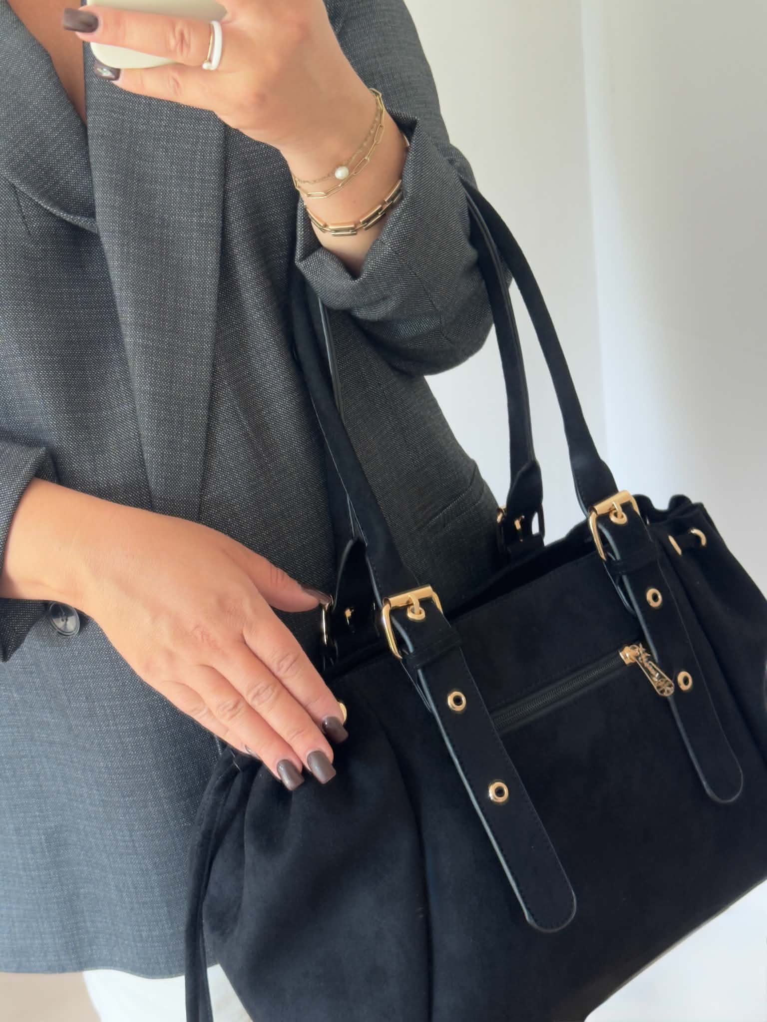 Torebka shopper A4 Gerardinio L czarna black Gallantry - obrazek 6