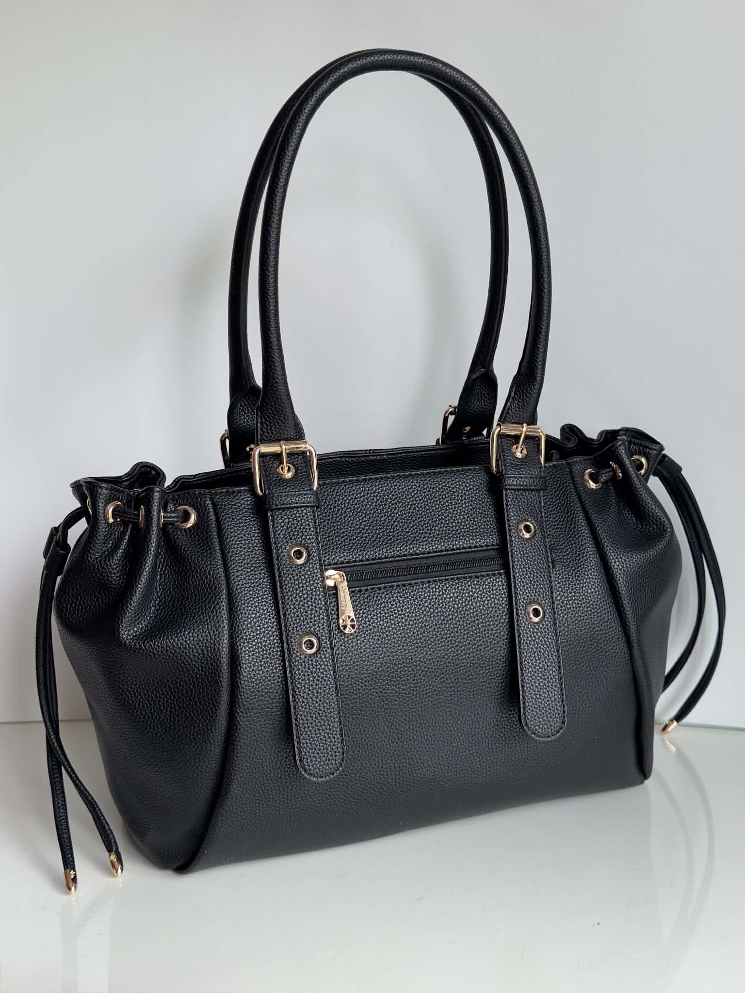 Torebka shopper A4 eco skóra L czarna Gallantry - obrazek 7